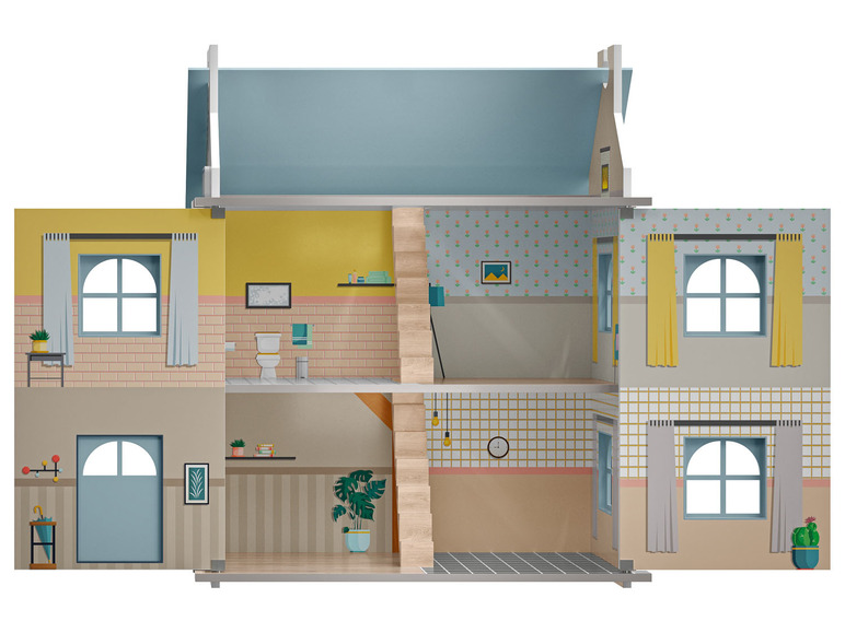 Aller en mode plein écran : Playtive Maison de poupée en bois Cabinet, trois étages - Image 7