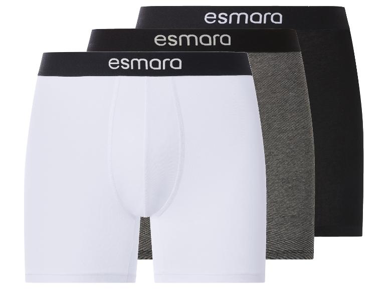 Lot de 3 boxers Esmara en blanc, gris et noir.
