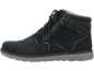 Bottine homme en daim noir avec lacets et fermeture éclair latérale, semelle grise.