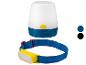 Lampe de table et lampe frontale bleue ; éclairage de camping.