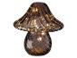 Lampe de table en verre en forme de champignon avec guirlande lumineuse LED chaude à l'intérieur.