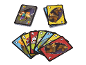 Cartes de jeu de style pixelisé avec des personnages et des créatures de jeu vidéo.