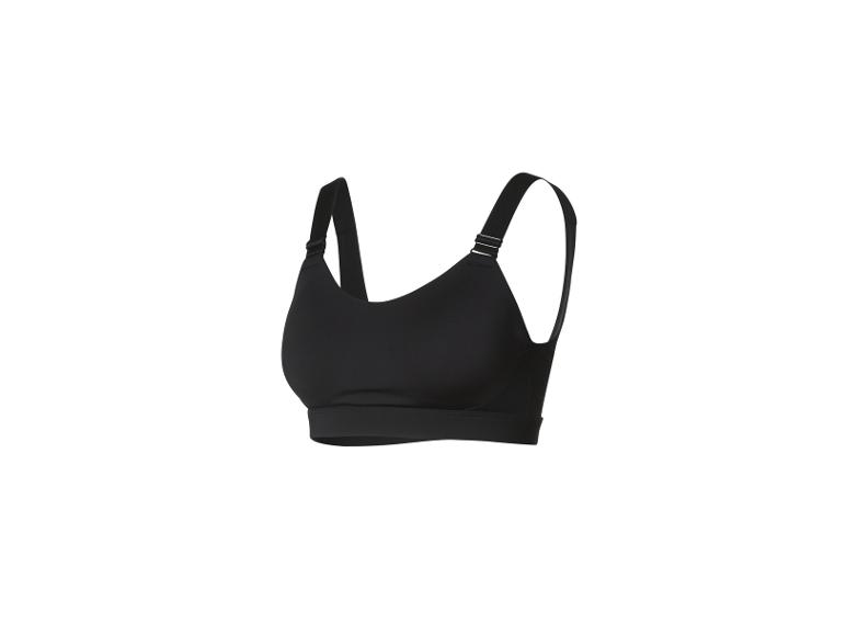 Un soutien-gorge de sport noir avec des bretelles larges.