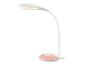 Lampe de bureau LED blanche et rose ; design moderne.