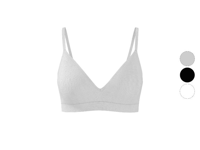 Soutien-gorge blanc côtelé avec bretelles fines et trois options de couleur.