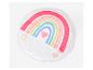 Un tapis de jeu rond avec un motif arc-en-ciel et des cœurs pour bébés.