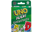 Jeu de cartes vert avec le logo 'UNO Flex!' et des cartes de jeu colorées.