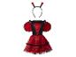 Déguisement de coccinelle rouge et noir à pois, avec robe et serre-tête à antennes.