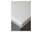 Matelas blanc à surface texturée sur une base gris foncé.