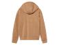 Un sweat-shirt à capuche marron à manches longues.
