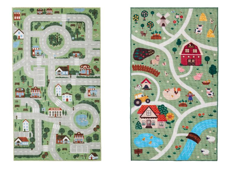 Deux tapis de jeu pour enfants sur le thème de la ville et de la ferme.
