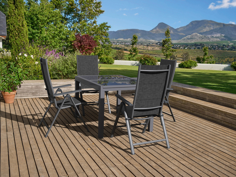 Aller en mode plein écran : LIVARNO home Set de table de jardin extensible + 4 fauteuils Toronto en aluminium, anthracite - Image 3