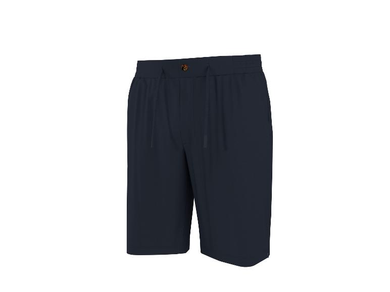 Short homme bleu foncé avec cordon de serrage à la taille et fermeture à un bouton