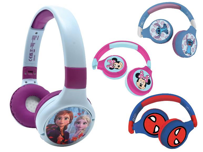 Casques audio sur le thème de Frozen, Mickey Mouse et Stitch.