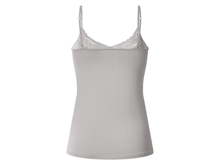 Débardeur gris pour femme avec bordure en dentelle.