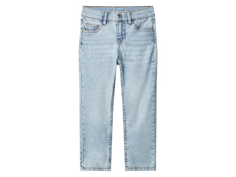 Jean enfant bleu clair délavé avec surpiqûres contrastées.