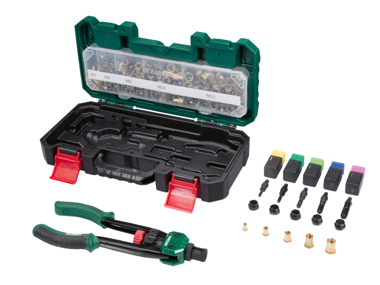 Kit d'outils de rivetage avec riveteuse manuelle et divers écrous à riveter M5-M12