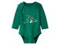 Body bébé vert à manches longues avec imprimé dinosaures de Noël.