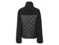 Veste noire avec doublure polaire et empiècements matelassés.