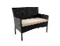 Banc de jardin en rotin noir avec coussin beige