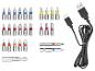 Assortiment d'embouts de tournevis (Phillips, Pozidriv, Torx, plats) et un câble USB-A vers USB-C.
