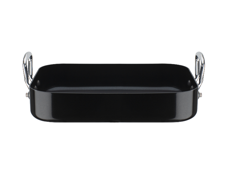 Plat à rôtir GSW Salerno 35 x 26 cm noir avec poignées chromées.