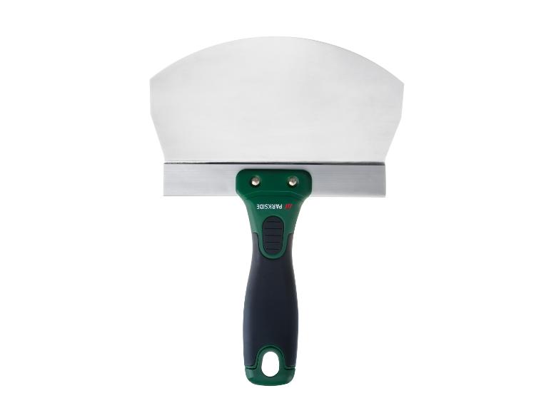 Spatule à plâtre PARKSIDE avec une large lame métallique et un manche vert et noir