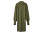 Robe en maille vert olive avec col montant et manches bouffantes