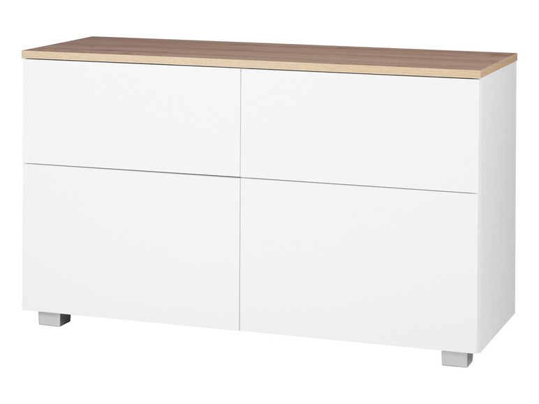Aller en mode plein écran : LIVARNO home Meuble bas Madrid, 113 x 67 x 40 cm, imitation chêne/blanc - Image 1
