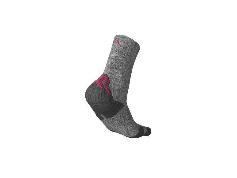 Chaussette grise avec des accents roses et gris foncé