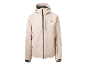 Veste de ski homme beige clair avec capuche et fermetures éclair noires.