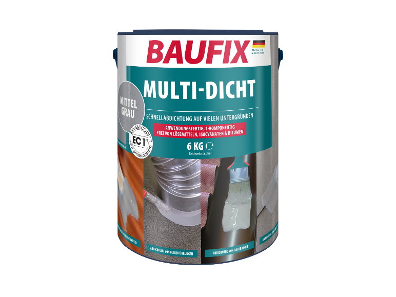 Sceau Baufix Multi-Dicht : mastic d'étanchéité gris pour plusieurs surfaces.