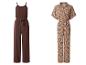 Deux combinaisons pour femmes : une marron à fines bretelles, l'autre marron à motifs avec manches courtes.