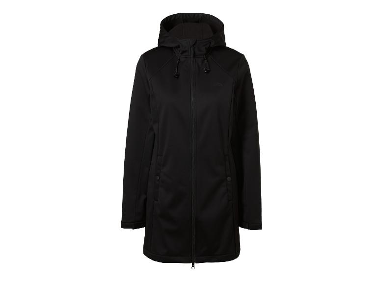 Veste softshell noire pour femme avec capuche et fermeture éclair