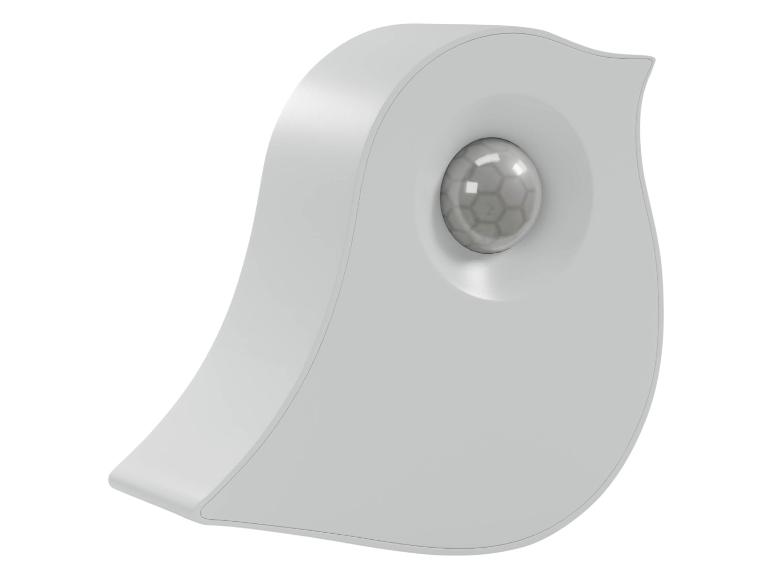Capteur de mouvement blanc en forme d'oiseau.