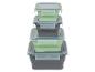 Boîtes repas pliables : ensemble de trois contenants, vert et gris.