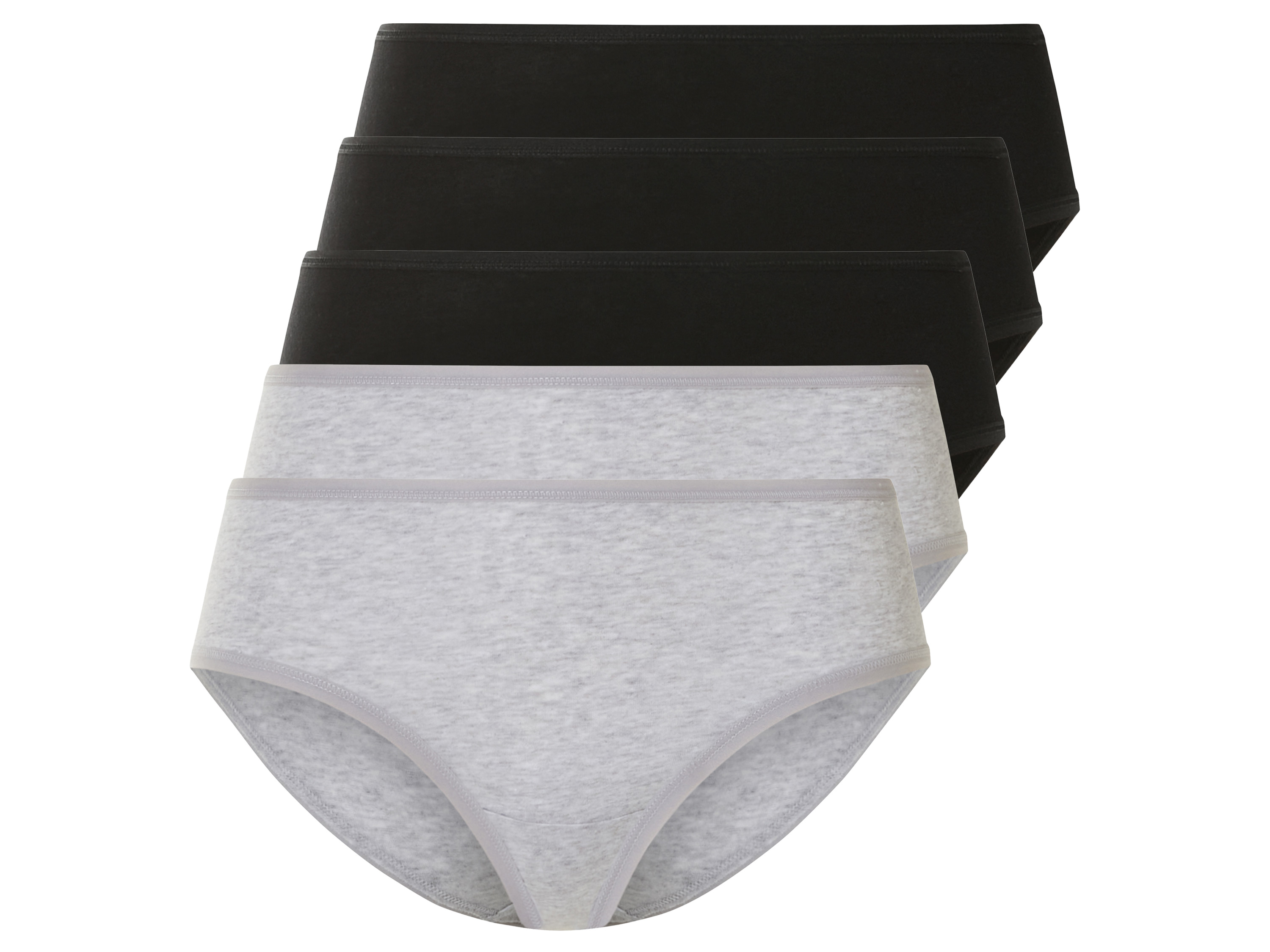 esmara® Lot de 5 hipsters femme (noir/gris, S(34/36))