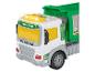 Camion poubelle jouet blanc et vert avec lumières et boutons colorés