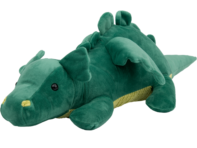 Peluche dinosaure vert allongé