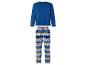 Un pyjama bleu à manches longues avec un motif de Noël et le logo Lidl.