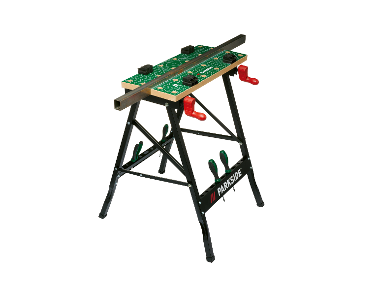  établi pliable Parkside avec des serre-joints.