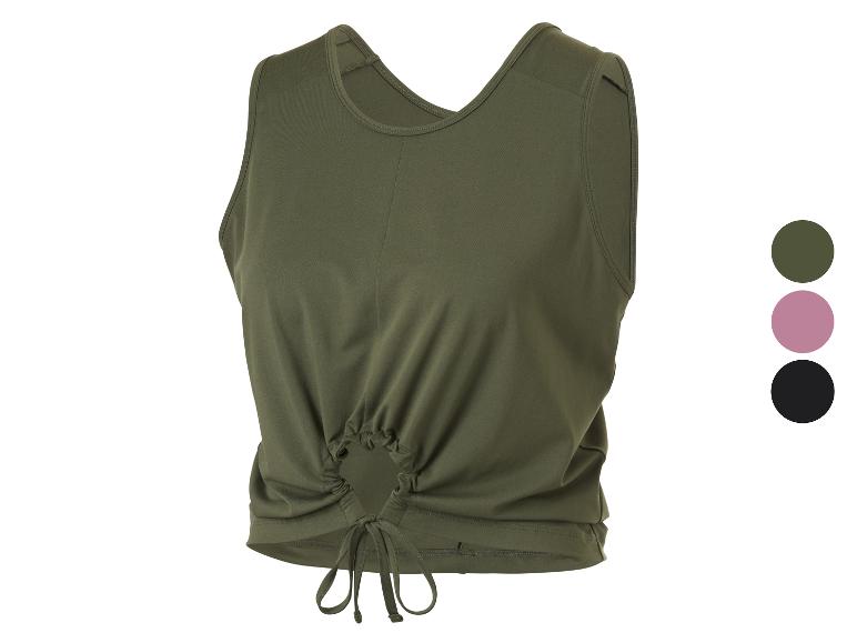 Débardeur vert olive avec cordon de serrage réglable à la taille et échantillons de couleurs