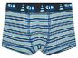 Boxers garçon rayés bleu et gris, motifs véhicules.