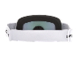 Masque de ski blanc avec lentille miroir et bordure en mousse noire.