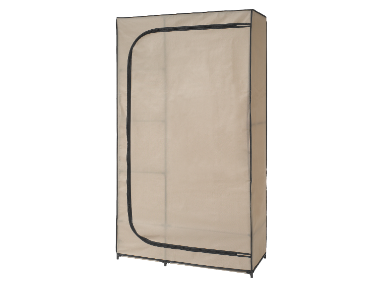Armoire en tissu beige avec fermeture éclair.