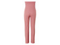 Pantalon rose côtelé à taille haute.