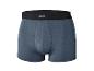 Caleçon boxer bleu pour homme avec une ceinture élastique noire.