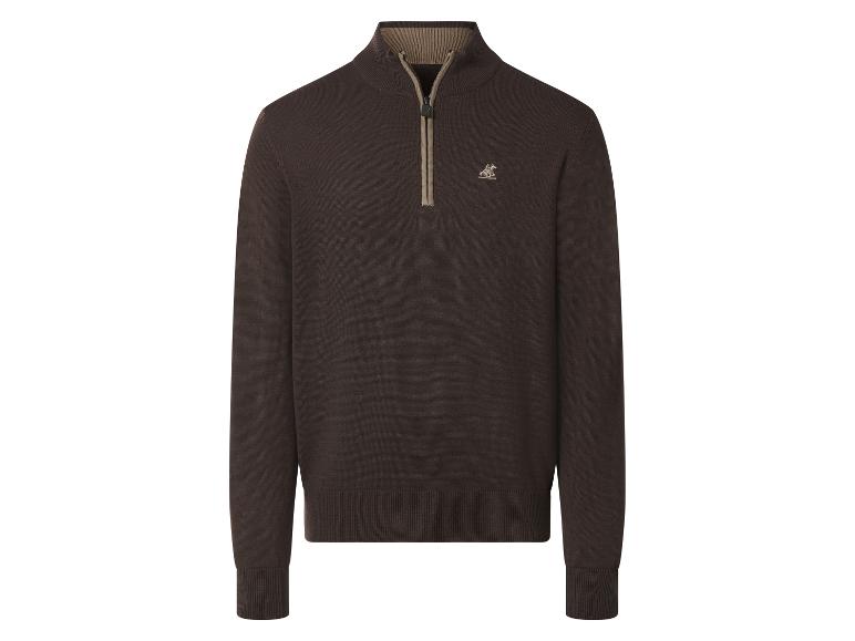 Pull en maille marron foncé avec fermeture éclair et col montant