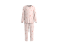 Pyjama rose clair à manches longues et pantalon, décoré d'étoiles roses.