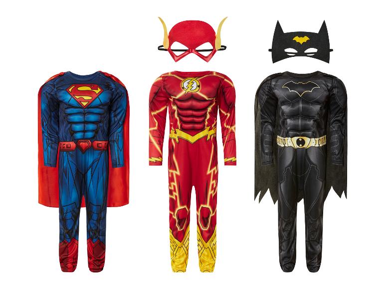 Déguisements Superman, Flash et Batman avec masques pour enfants.